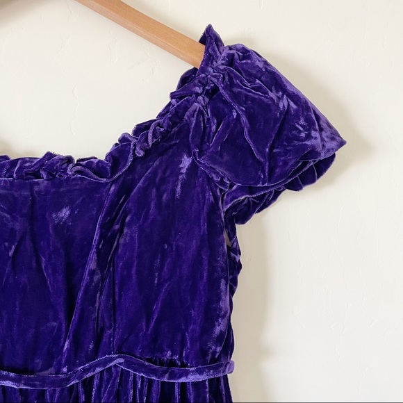 Lorrie Deb San Francisco Vintage Velvet Empire Waist maxi Dress Purple - Picture 6 of 15